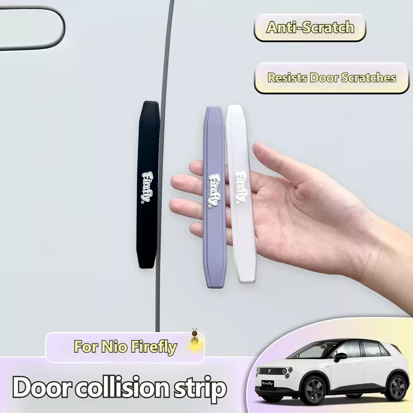 For Nio Firefly Car Door Anti-Collision Strip Silicone Body Scratch Guard Decal Mecha Style Protection Sticker Modified