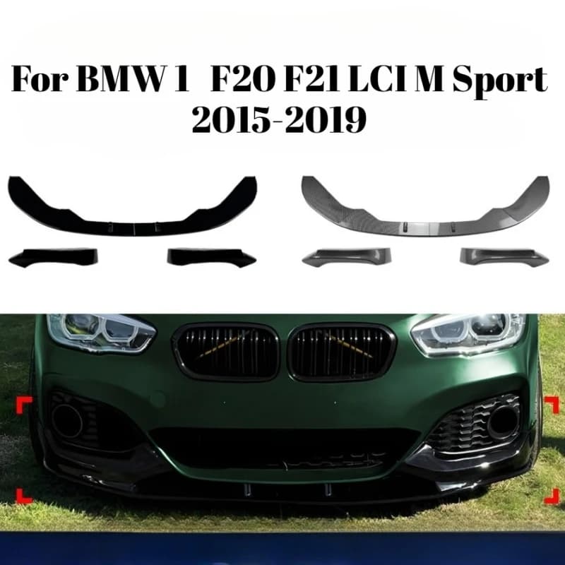 For BMW 1 Series F20 F21 LCI M Sport 2015-2019 Front Lip Front Splitter Corner Cover Gloss Black Carbon Fiber Look Accessories