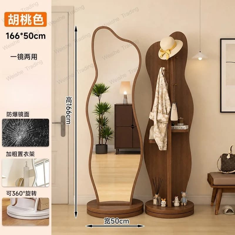 Full body floor mirror household rotating large glass fitting mirror
