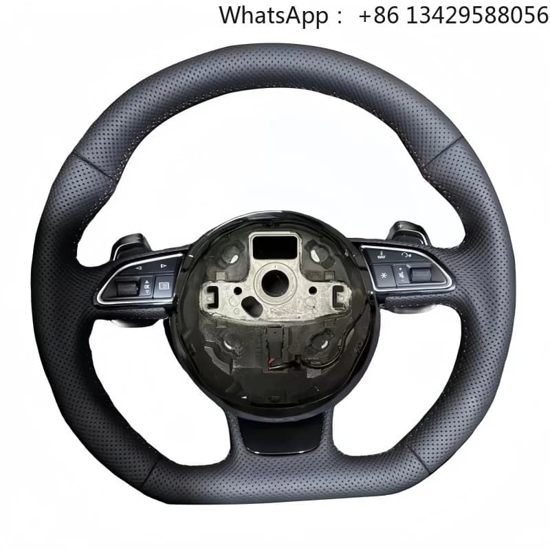Custom Black Perforated Leather Steering Wheel for Audis A6 A3 A4 A5 Q5 RS3 RS7 Q7 C6 C8 A8 S6 S7 B8 B8.5 B9 S3 S4 S5