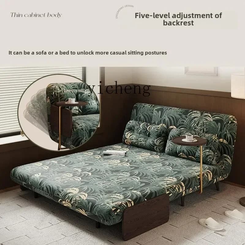 X5-26   solid wood folding sofa bed single double dual-purpose small apartment living room fabric removable and washable sofa