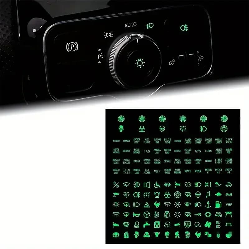 Luminous Car Dashboard Switch Sticker Glow In The Dark PVC Waterproof Universal For Car Truck Auto Interior Accessories