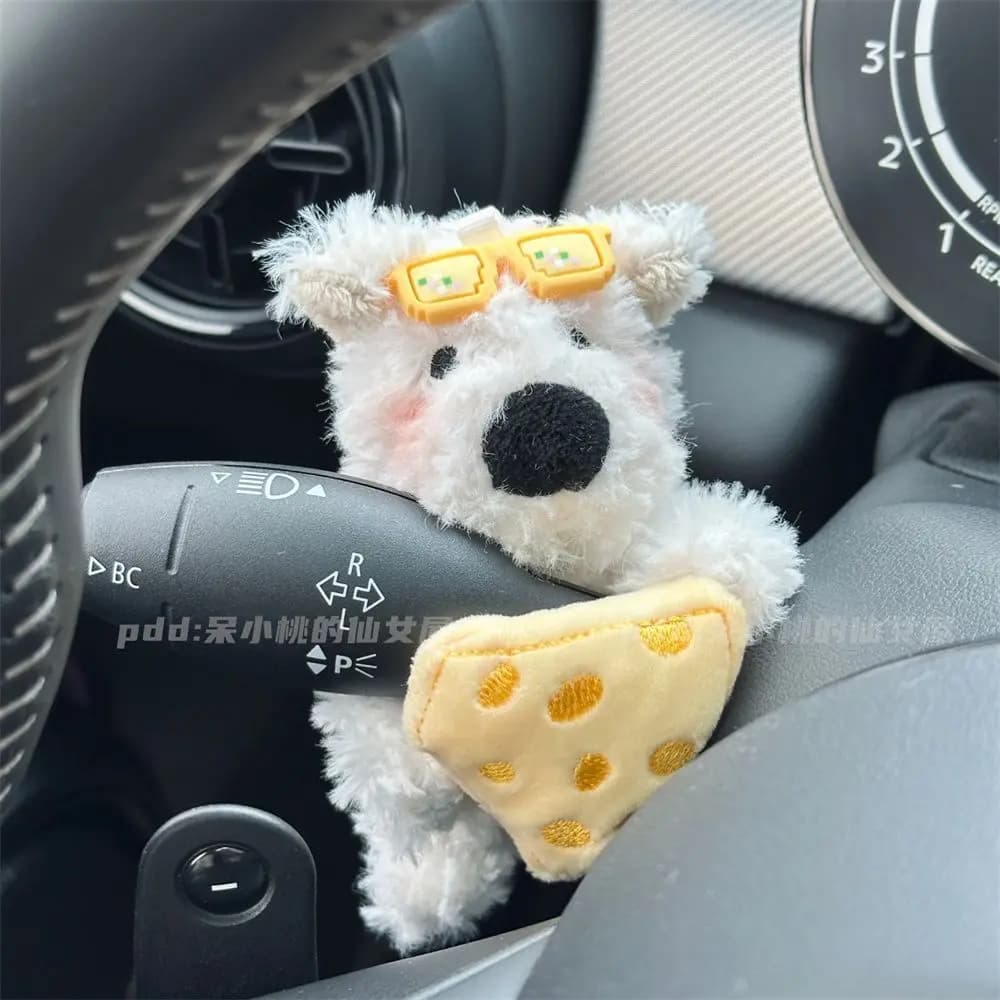 New super cute cheese, West Highland plush car ornaments ins Fenghuai Barrel decoration for car use for girls giving gifts