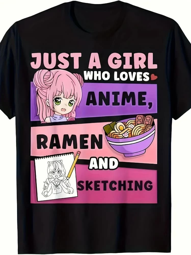 Funny girl pattern trendy printing men's 100% cotton comfortable short-sleeved T-shirt-the perfect gift for friends.