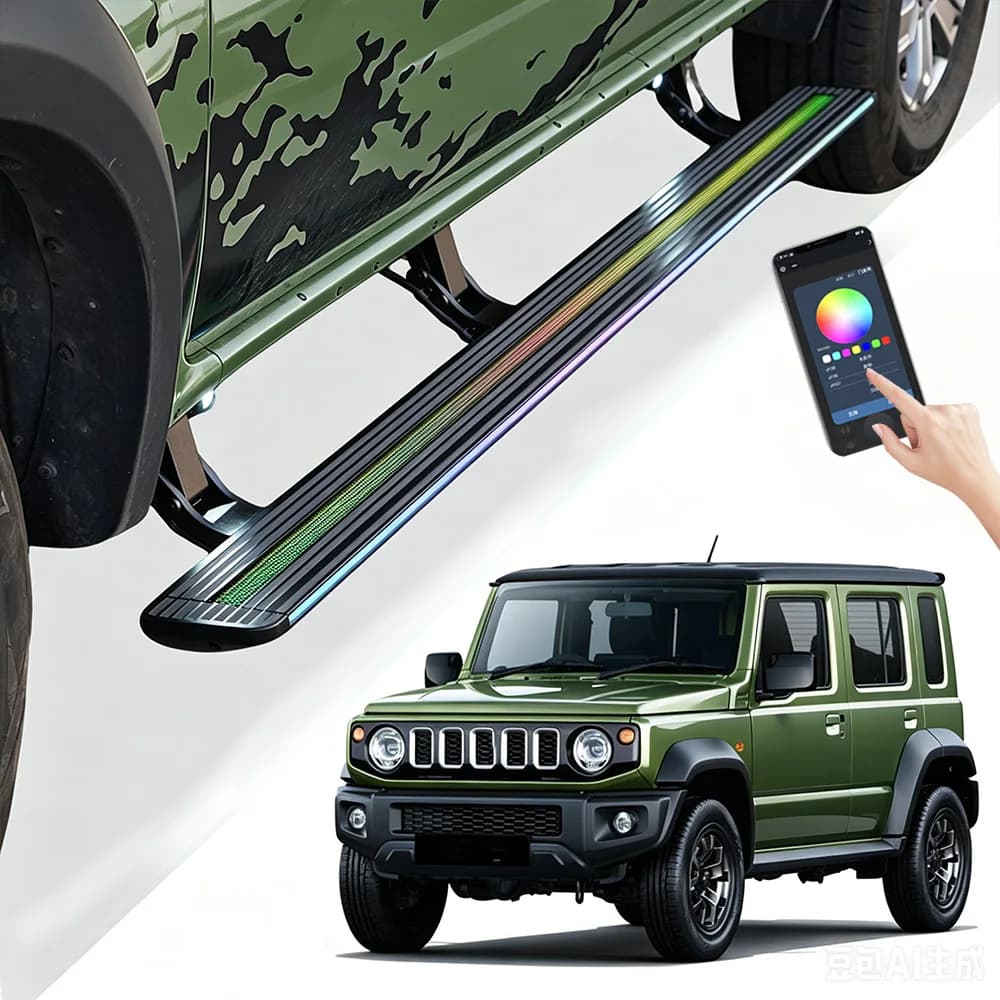 Aluminum Alloy Electric Side Steps  Retractable Power Running Boards With LED Light for 2023 to 2026 Suzuki Jimny 5Doors