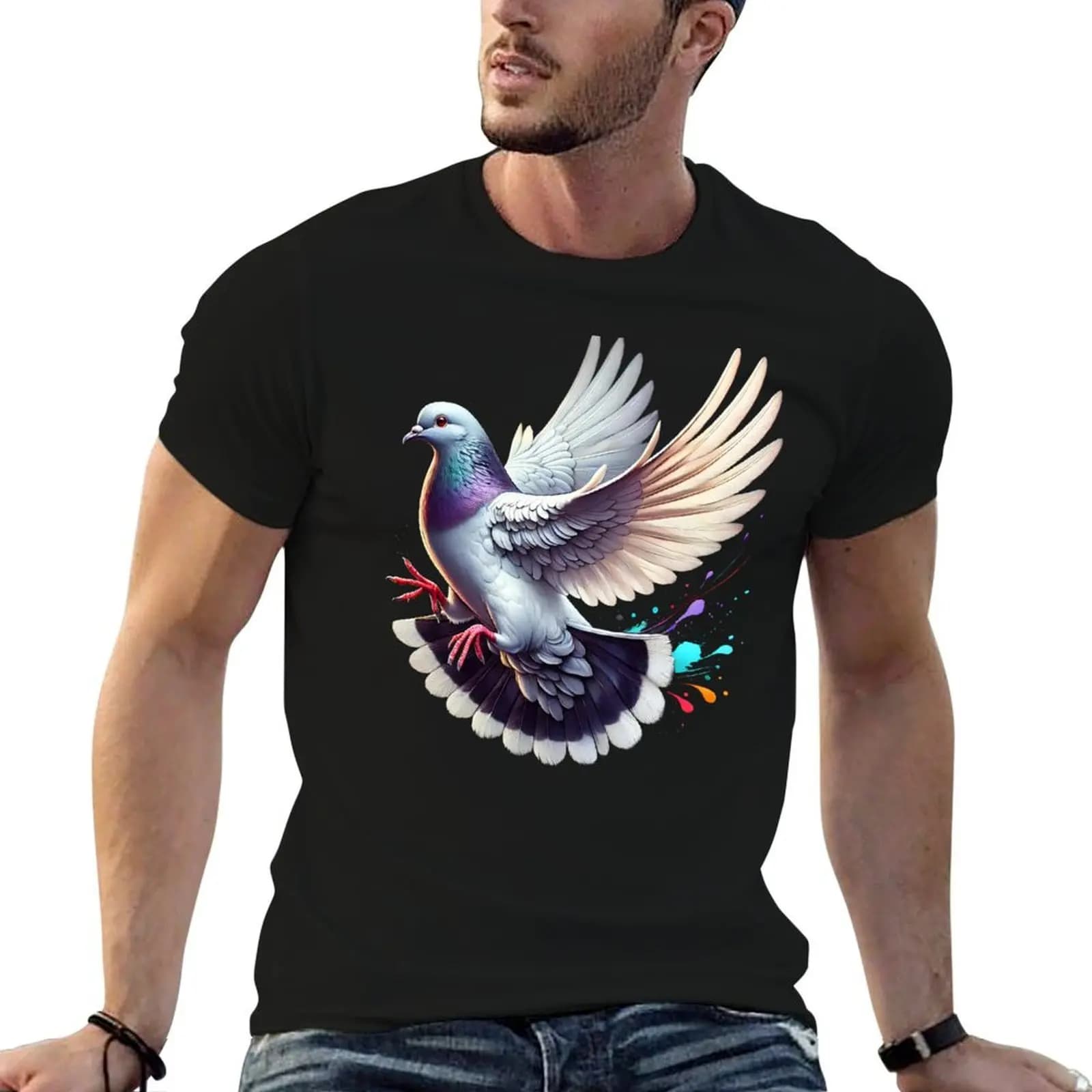 Pigeon Fly Bird Lover Birding Watcher T-Shirt cute tops anime stuff heavy weight t shirts for men