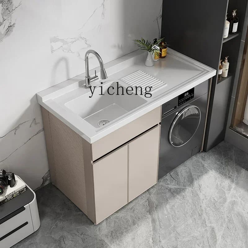 HYS  Alumimum Washing Machine Cabinet Companion Balcony Ark Assemblage Zone Washboard All-in-One Cabinet