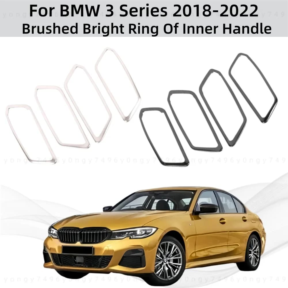 Car Upgrade Brushed Bright Ring Of Inner Handle For Window Lifte For BMW 3 Series 2018 2019 2020-2022 Decoration Accessories