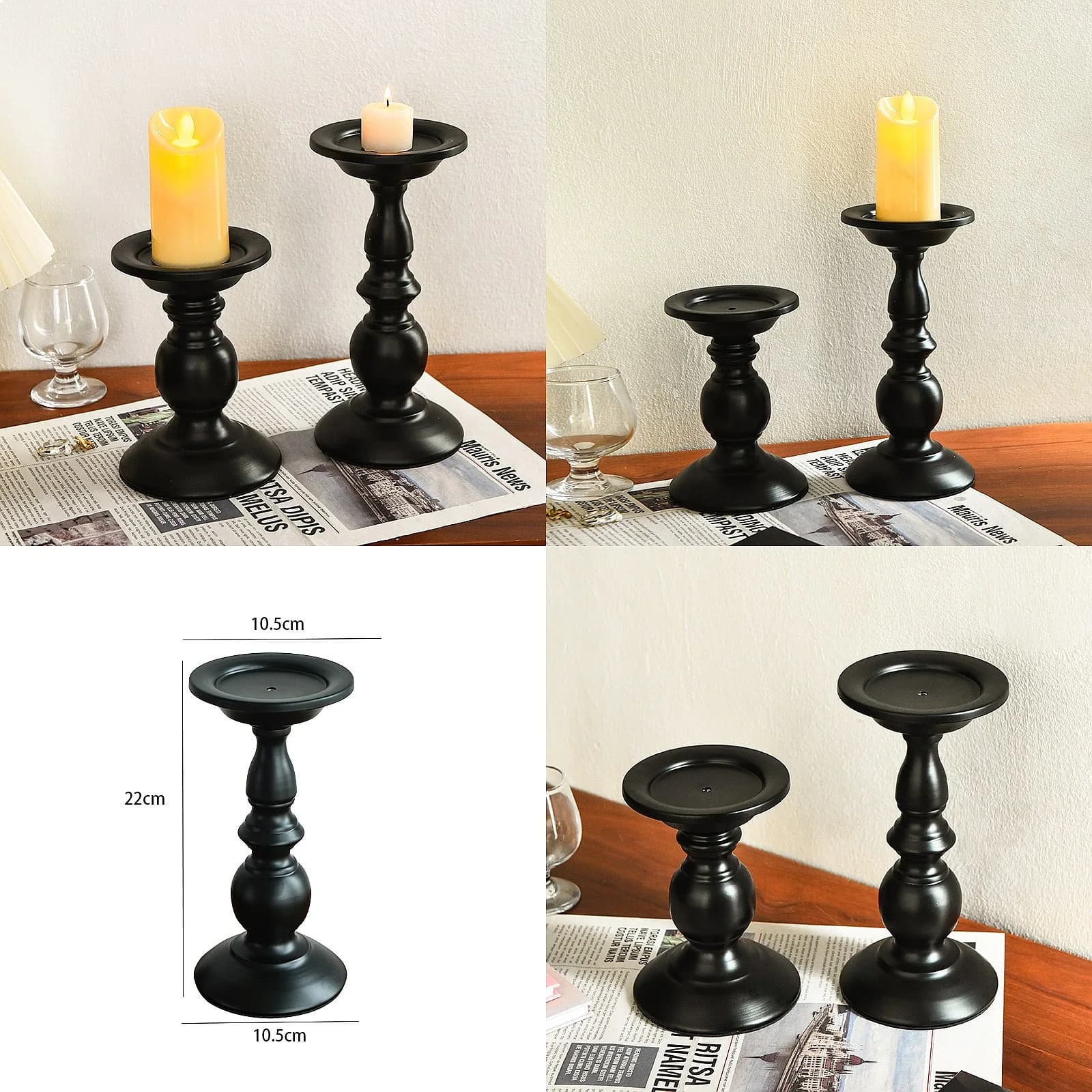 1Pc：Simple Retro Black Iron Candle Holder Dinner Decoration Holder Dining Table Decoration Holder Romantic Decoration