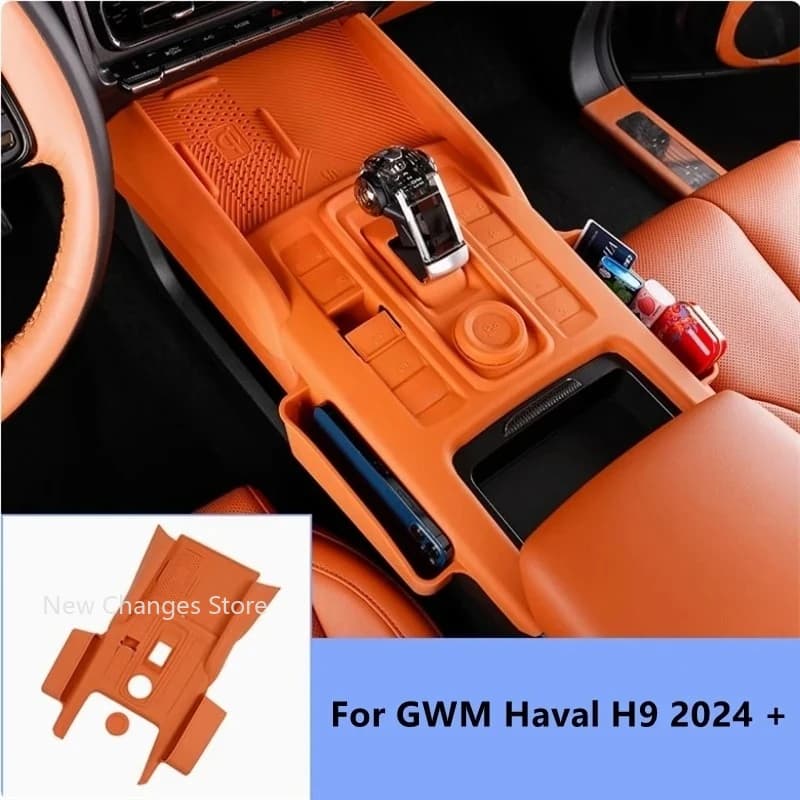 Car Styling Central Control Panel Gear Shift Armrest Storage Box Water Cup Pad Dust Cover Accessories For GWM Haval H9 2024+
