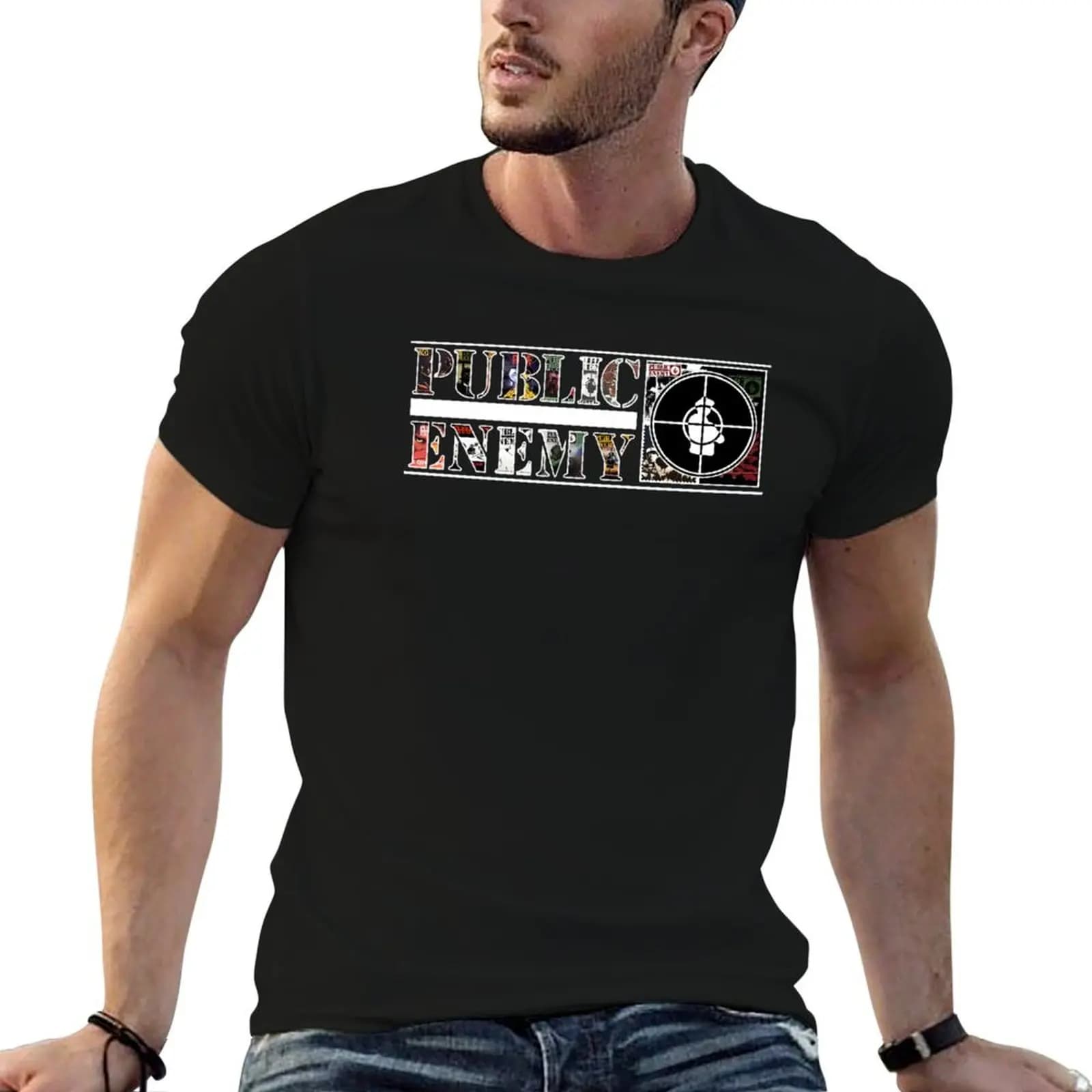 public enemy horizontal logo T-Shirt t shirts for man graphic funny man t shirts cotton T-Shirt