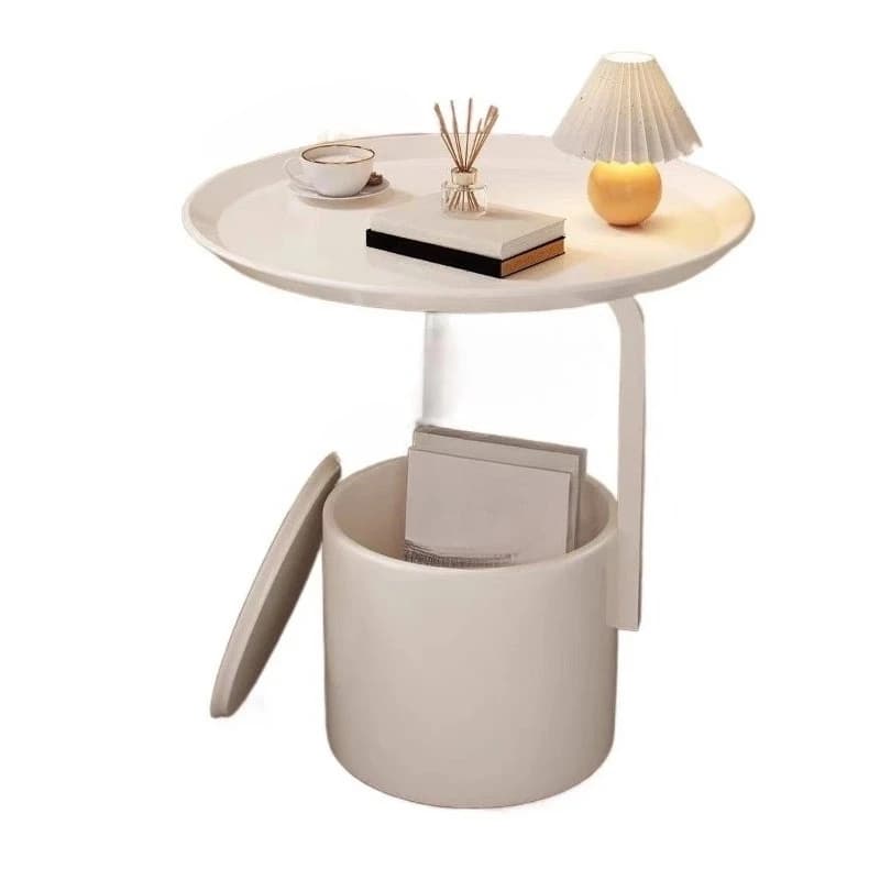 Small apartment living room sofa coffee table round balcony small table