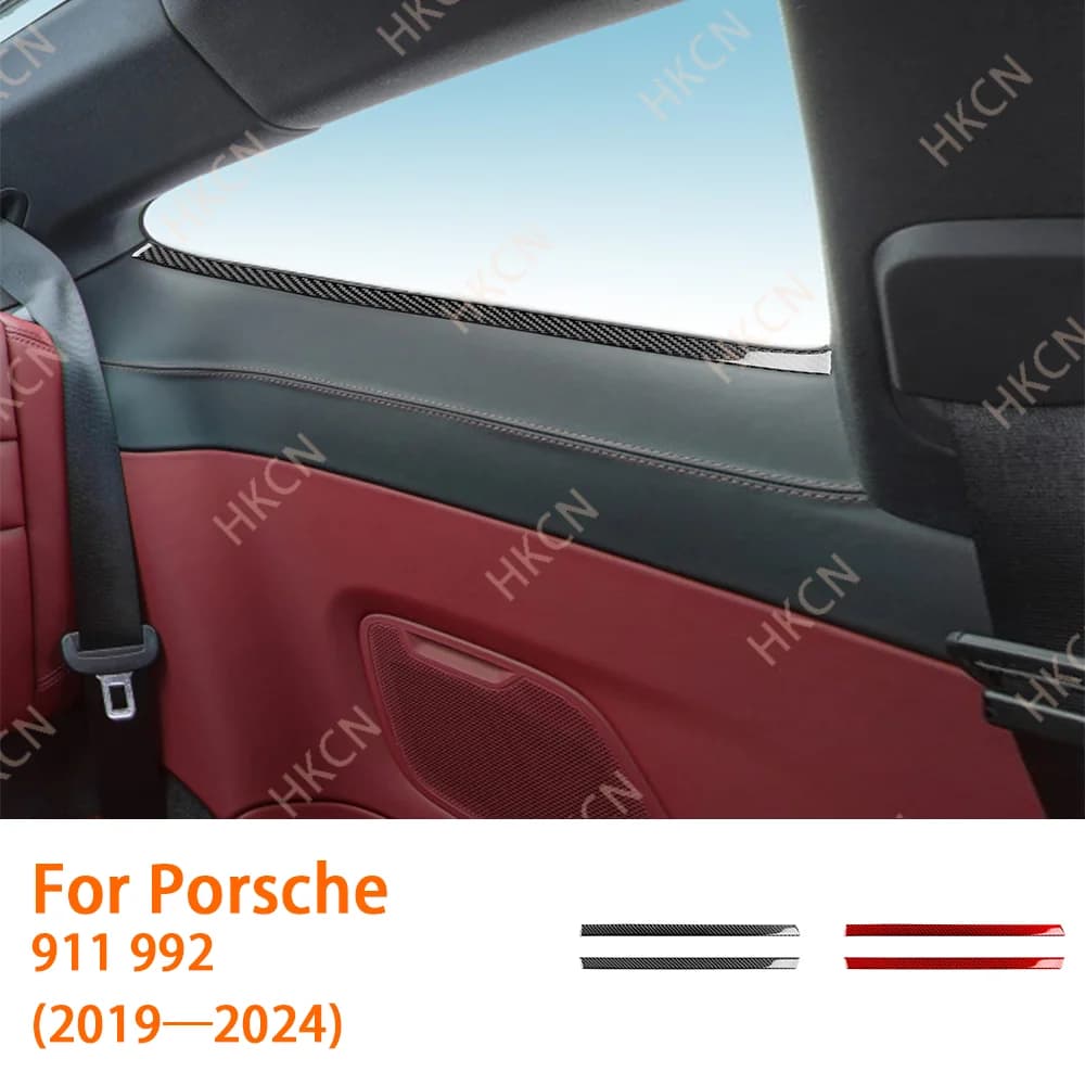 For Porsche 911 992 2019—2023 Carbon Fiber Rear Door Window Decorative Panel Car Interior Accessories Cover Trim Sticker