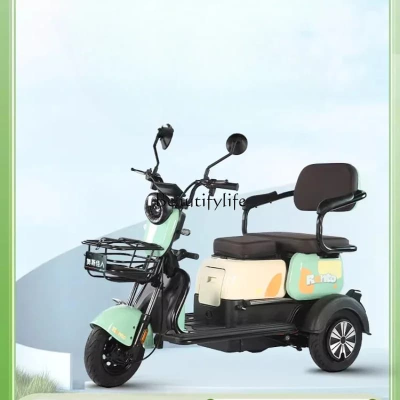 03. Electric tricycle household small parent-child lady pick-up and drop-off children's battery car elderly three-wheel electric