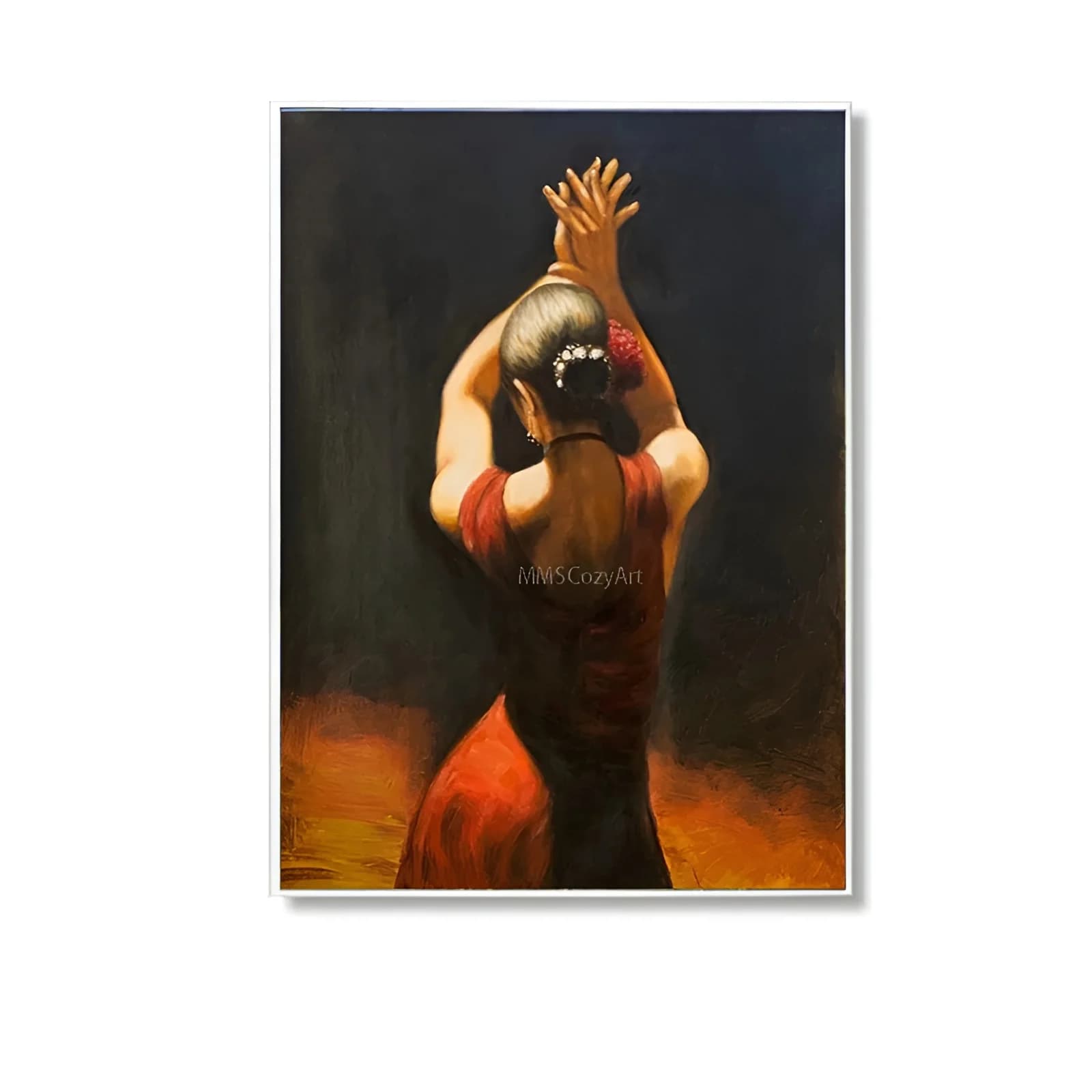 Hanging Canvas Paintings for Hotel, Living Room Dancer Painting, Latina Woman Oil Painting, High Quality, Hand-painted Painting
