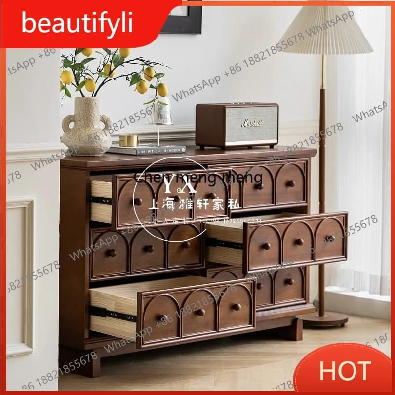 D80 American medieval French solid wood old chest, master bedroom frame structure art decoration