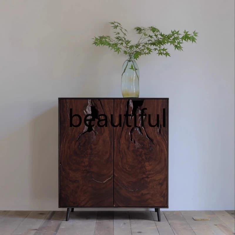 Entrance cabinet, tea room side cabinet storage, solid wood wabi-sabi modern simplicity