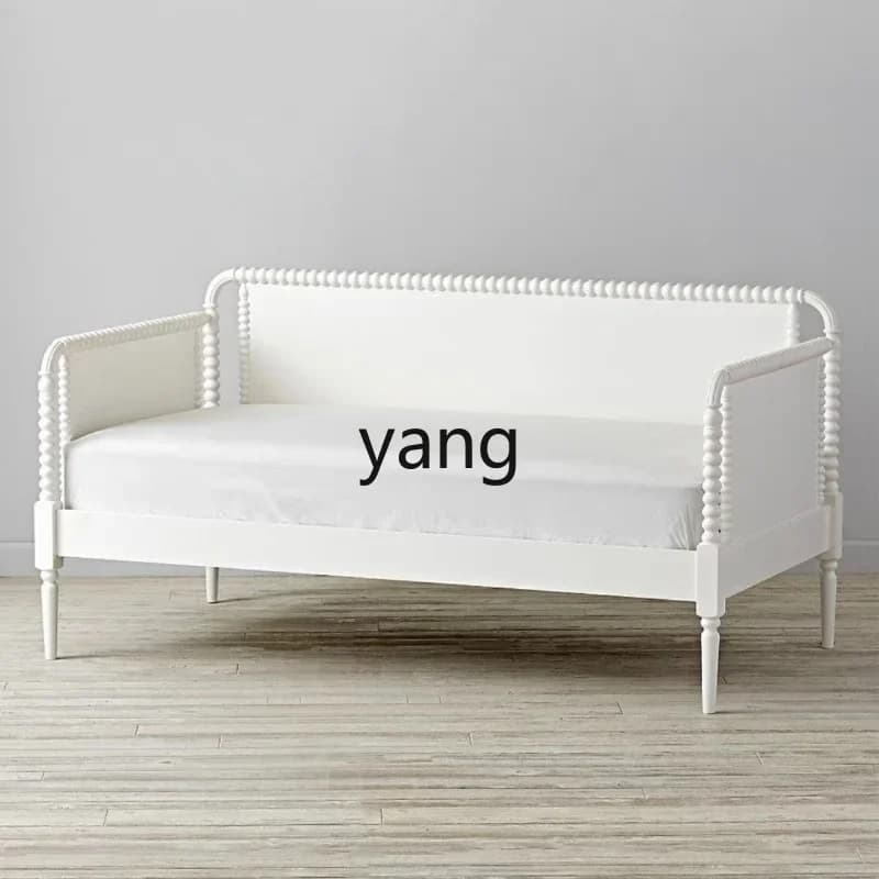 LMM French Modern Minimalist Living Room Small Apartment Solid Wood Three-Seat Sofa American Fabric