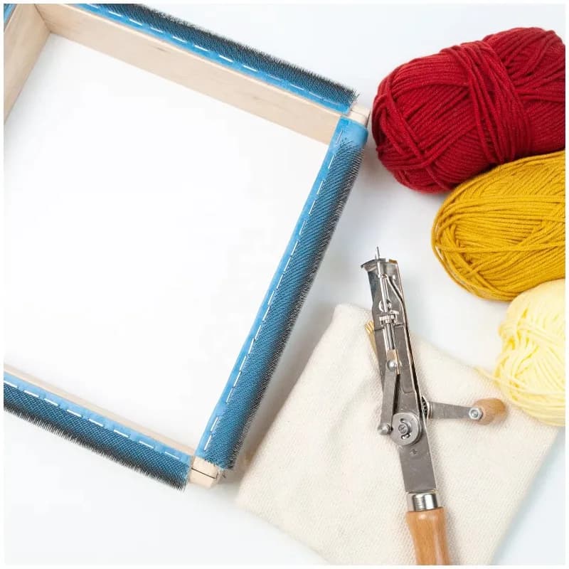 Square Embroidery Gripper Frame with Needles Rug Hooking Frame 25cm
