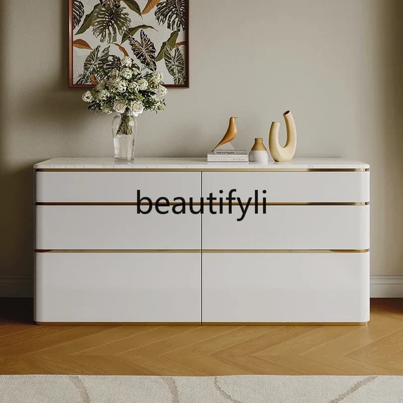 LXLight luxury six-chest cabinet bedroom cream wind bed end storage cabinetSSS