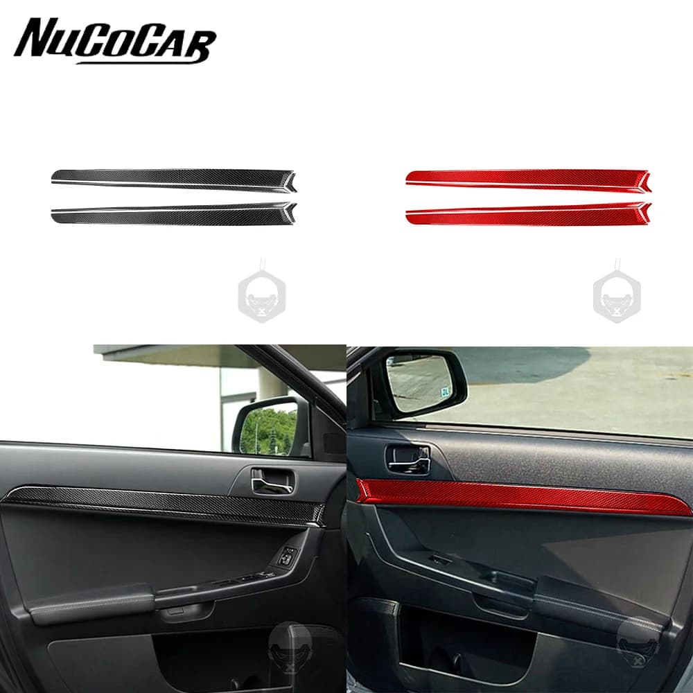 For Mitsubishi Lancer EVO X MR 2008-2015 Carbon Fiber Door Panel Decorative Strip Car Interior Accessories Decorative Stickers