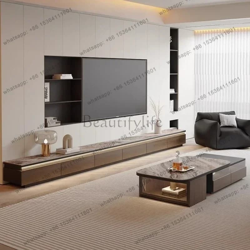 Tv Stand Nordic Style Solid Wood Slate Tv Cabinet Table And Coffee Tables Combination Set Living Room Furniture