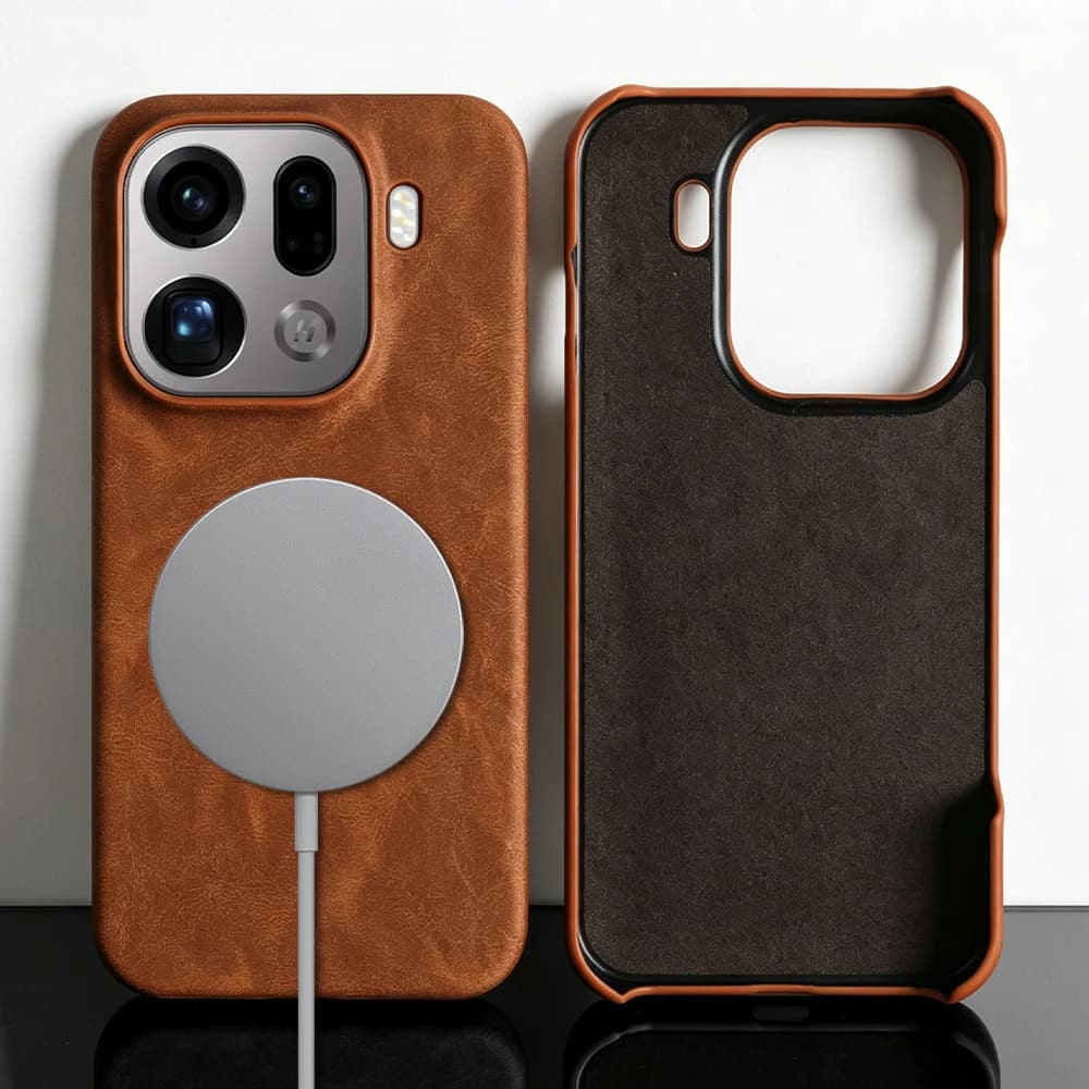 For Magsafe Skin Leather Phone Case for OPPO Find X9 Ultra Pro X7 X8 Ultra X6 Pro Case Magnetic Back Cover X8Ultra X9Ultra X9Pro