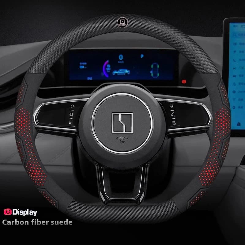 For ZEEKR X 001 007 009 MIX Carbon fiber Suede Microfiber Leather Anti-slip Breathable Car Steering Wheel Cover Auto Accessories