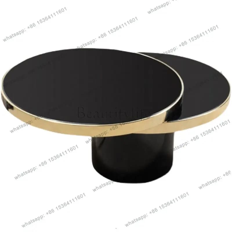 Nordic light luxury coffee table simple modern round rotating tempered glass