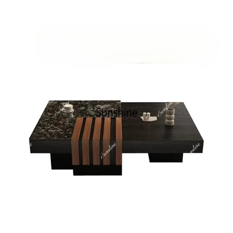Modern simple luxury stone coffee table storage function rectangular household T*
