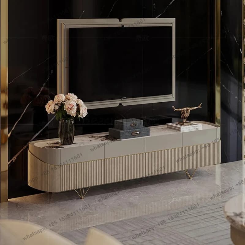 YJ Light luxury TV cabinet marble living room fashion customization post-modern Italian high-end paint coffee table combination