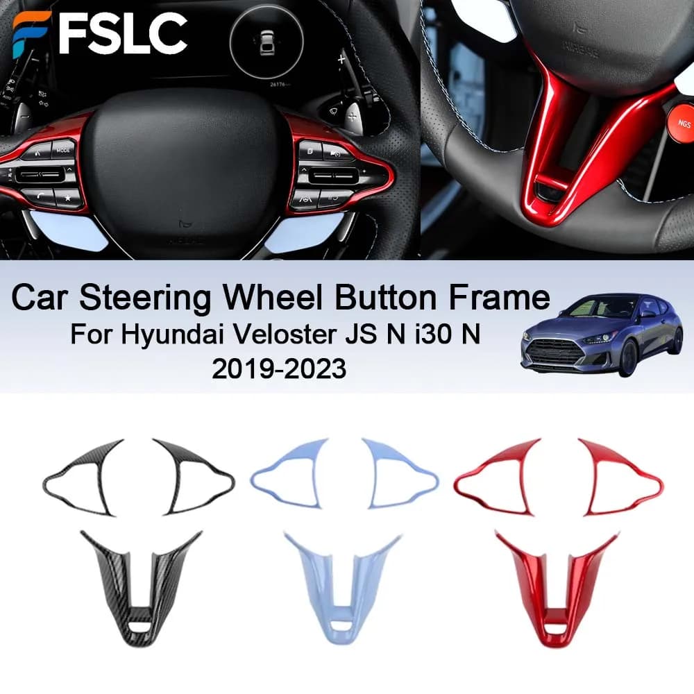 Car Decoration Car Steering Wheel Button Frame For Hyundai Veloster JS N i30 N 2019-2023 Car Styling Upgrade Modify A Car