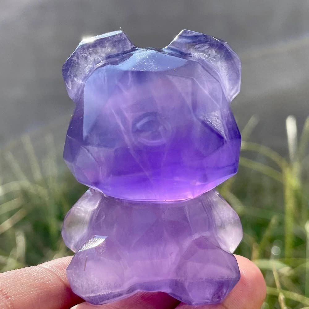 Natural Crystal Cute Bear Animal Carvings Sculpture Animal Decor Stones Home Desktop Decoration Craft Crystal Carving Gift