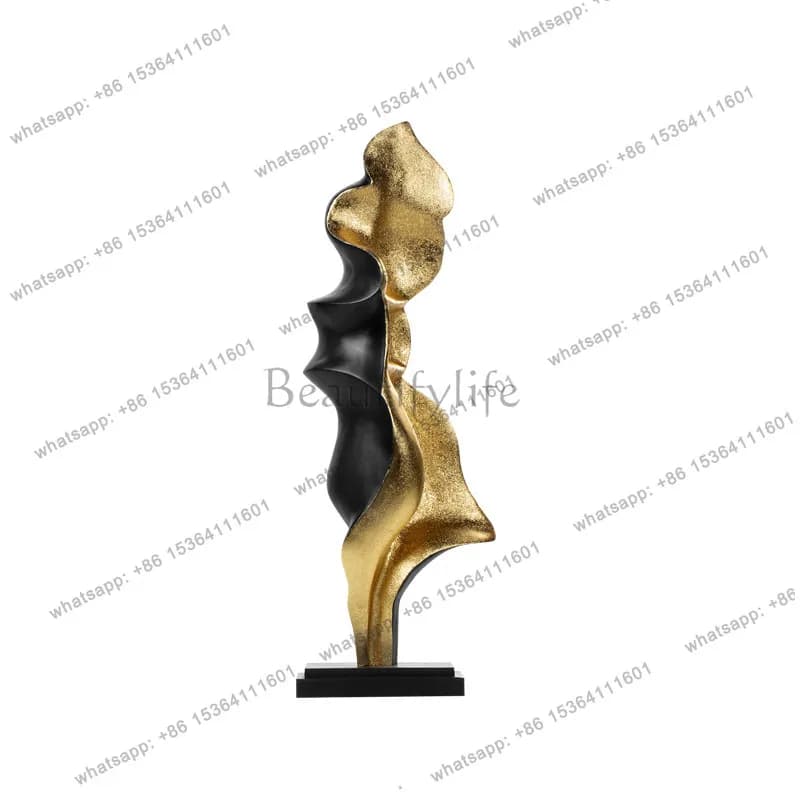 Hotel lobby light luxury abstract wood carving floor decoration ornament sculpture installation artwork