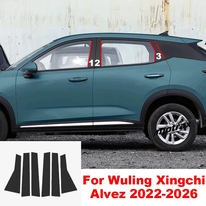 For Wuling Xingchi Alvez 2022-2026 Car B C Pillar Stickers PC Window Trim Cover Middle Pillar Decorative Exterior Sticker
