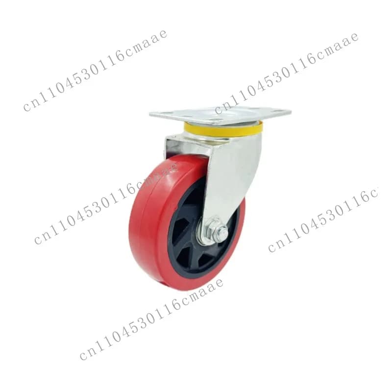 Pvc Industrial Heavy Duty 3/4/5 Inch Swivel Brake Casters Red & Black Furniture Caster Wheels Wheel for Cart Trolley Workbench