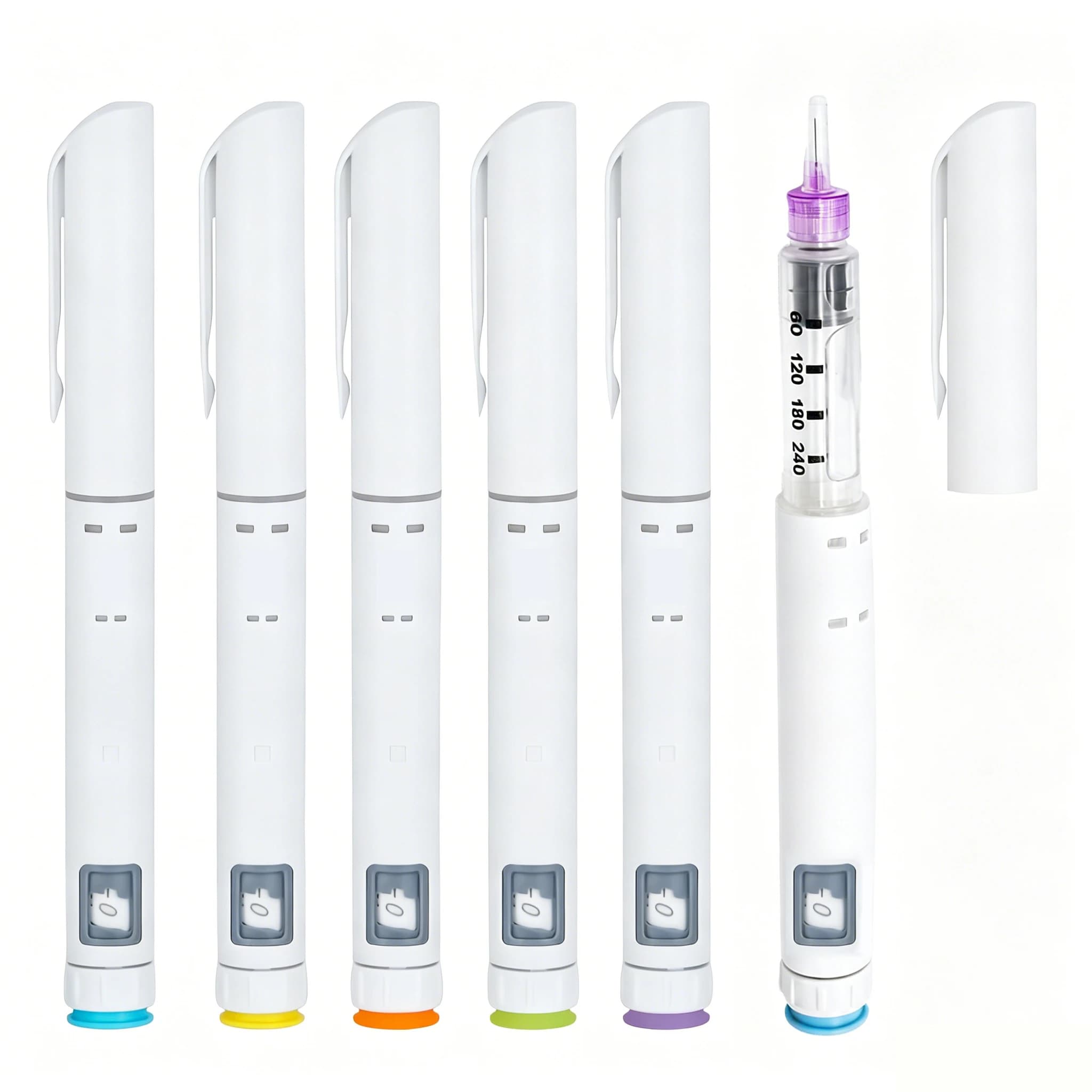 10Pack CE Certified 0-60IU Dosage Adjustable Injection Pen Plastic Disposable Insuline Peptide Pen Multiple Color Optional