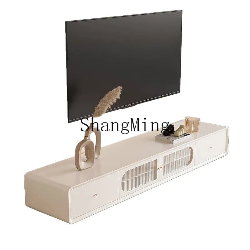 CLWhite Bedroom Wall-Mounted Floor Storage Cabinet Cream Style Solid Wood TV Cabinet New Model Living Room  Lacquer Pure