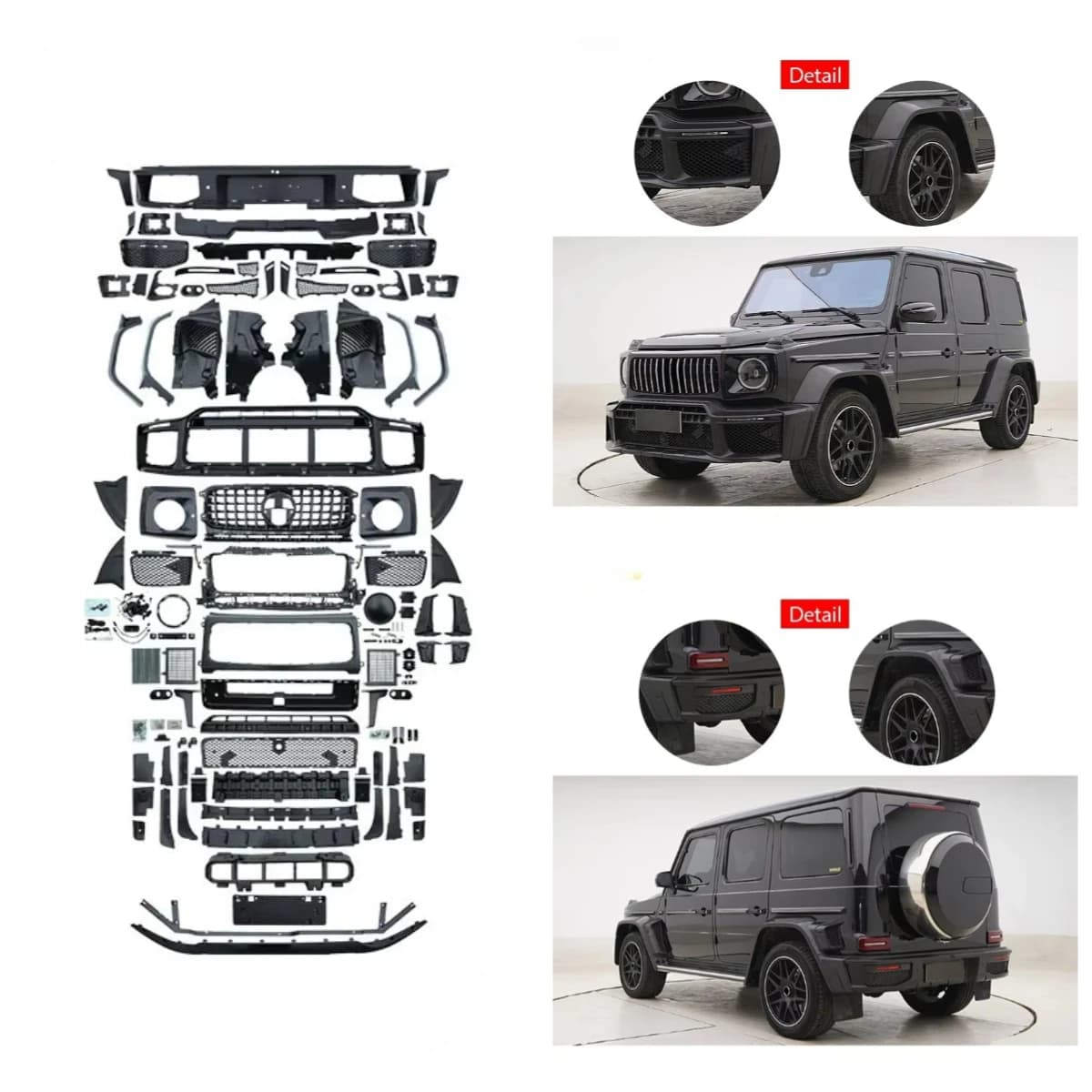 GUGO W465 Body Kit for New Mercedes-Benz W464 W465 Upgrade W465 Brabus Bodykit Front Lip Bumper Installation Body Kit