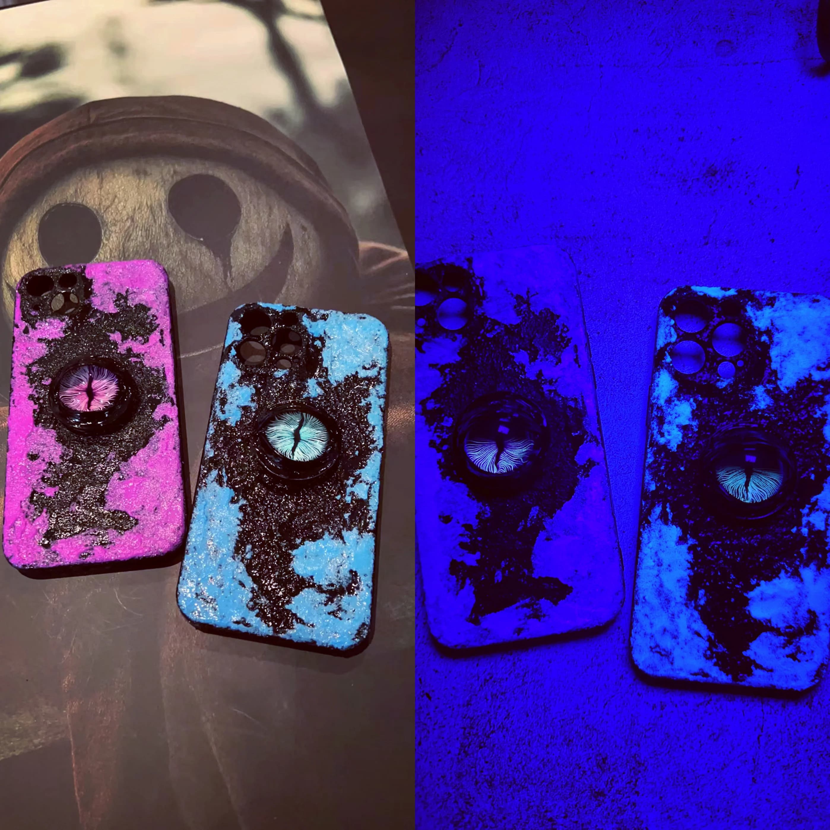 4013 Universal Stand Phone Case Matte 3D Handmade Custom Design Glow in Dark Gothic Style for  iPhone Xiaomi Huawei Samsung