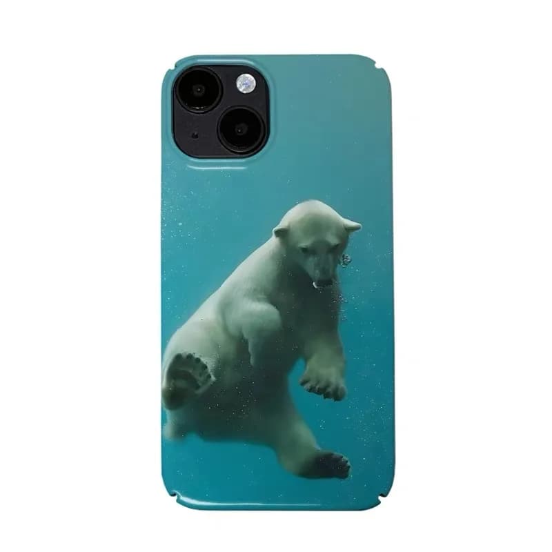 Ins The Bear Diving in Seawater Case for IPHONE 17 16 ProMax 15 14 Plus 13 12 MINI 11 PRO 16Plus XR XS MAX Acrylic Phone Cover