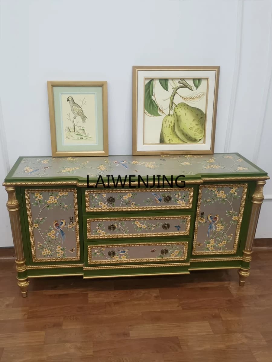 MJY high-end European-style entrance cabinet partition Chinese-style painted solid wood dining side cabinet