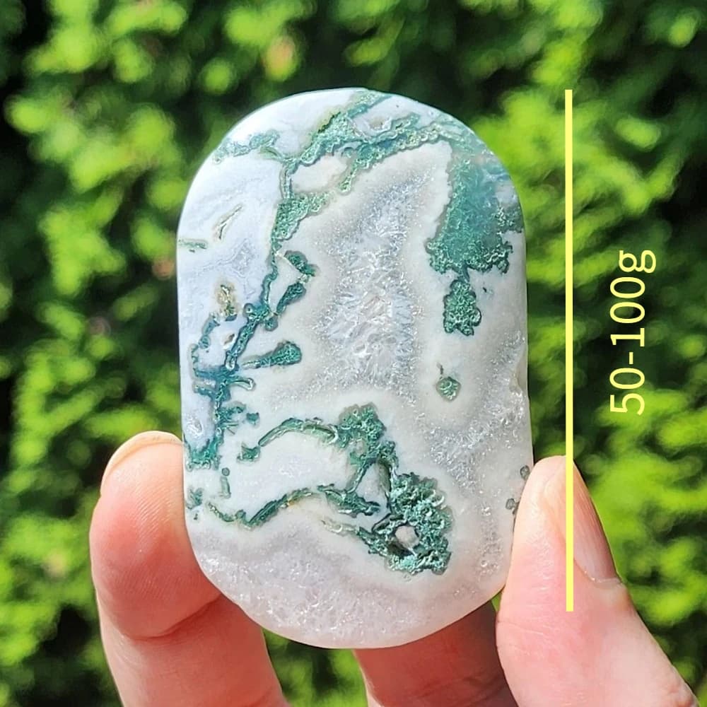 1PC Natural Moss Agate Palm Stone Reiki Healing Oval Pocket Palm Worry Stone Yoga Meditation Spiritual Healing Gem