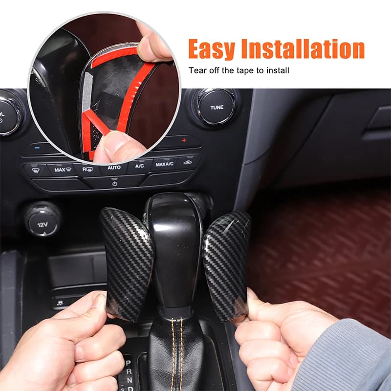 For Ford RANGER T6 T7 T8 2015-2021 ABS Carbon Fiber Gear Head Shift Knob Cover Case Trim Decoration Kit