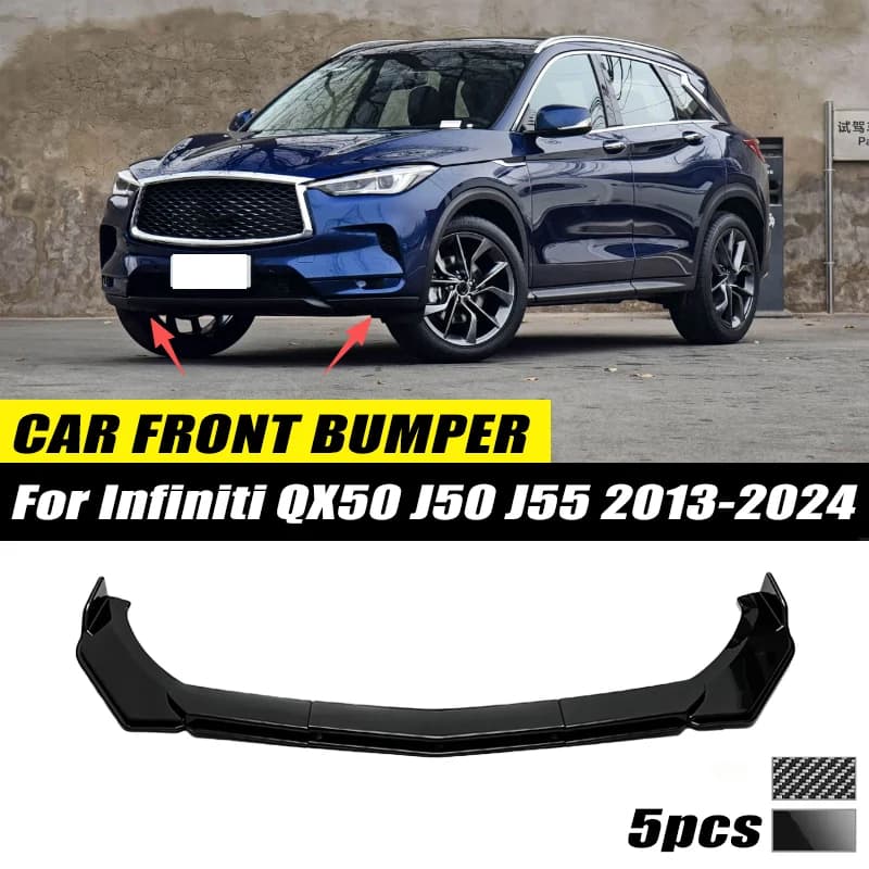 For Infiniti QX50 J50 J55 2013-2024 Front Bumper Lip Front Guard Spoiler High-quality ABS Material Body Kit Front Lip Accessory