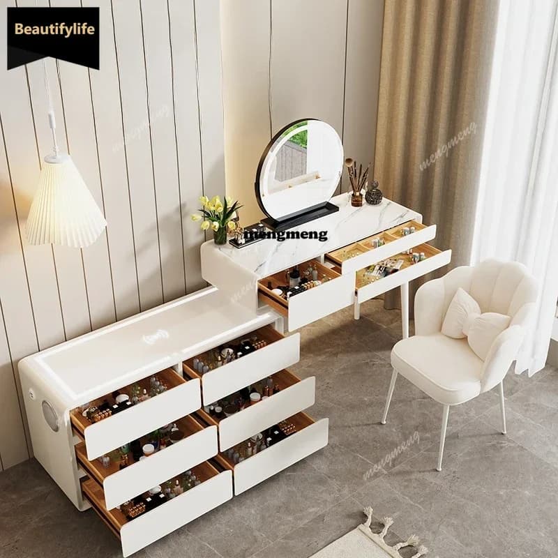 Makeup Handles Dressing Table Modern Minimal Storage Mirror Dressing Table Large High End Penteadeiras De Maquiagem Furniture D8