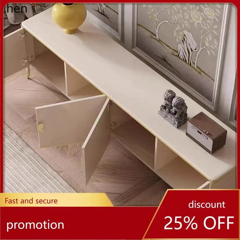 HT light luxury living room TV cabinet retro senior home solid wood storage TV floor cabinet living room decoration