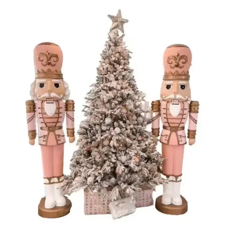 Commercial Life Size Pink Nutcracker Giant Fiberglass Outdoor Christmas Decoration for Plaza Garden Holiday Display