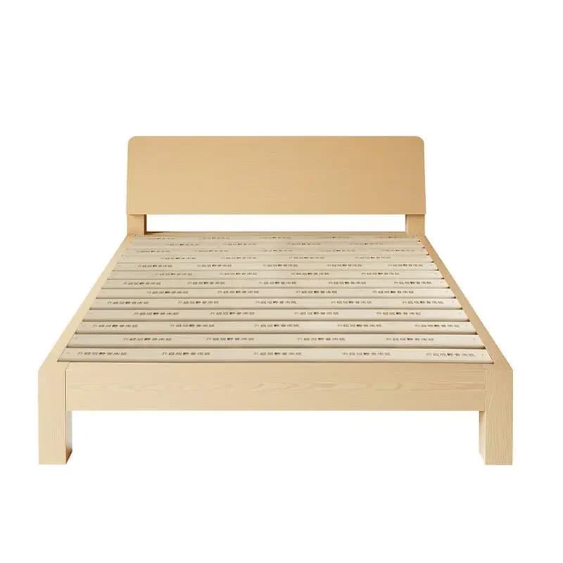 Solid wood bed 1.8 meters silent double bed modern simple rental room small apartment 1.2m 1.5 single bed rack
