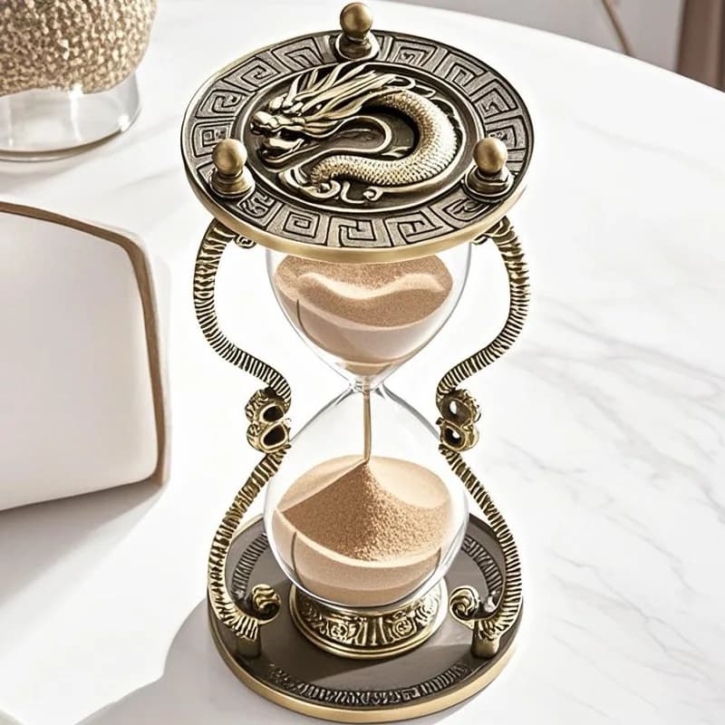 Home Decor Metal Creative Sun God China Dragon Lion Head Rudder Modeling Hourglass Timer Home Decoration Ornaments Crafts Gifts
